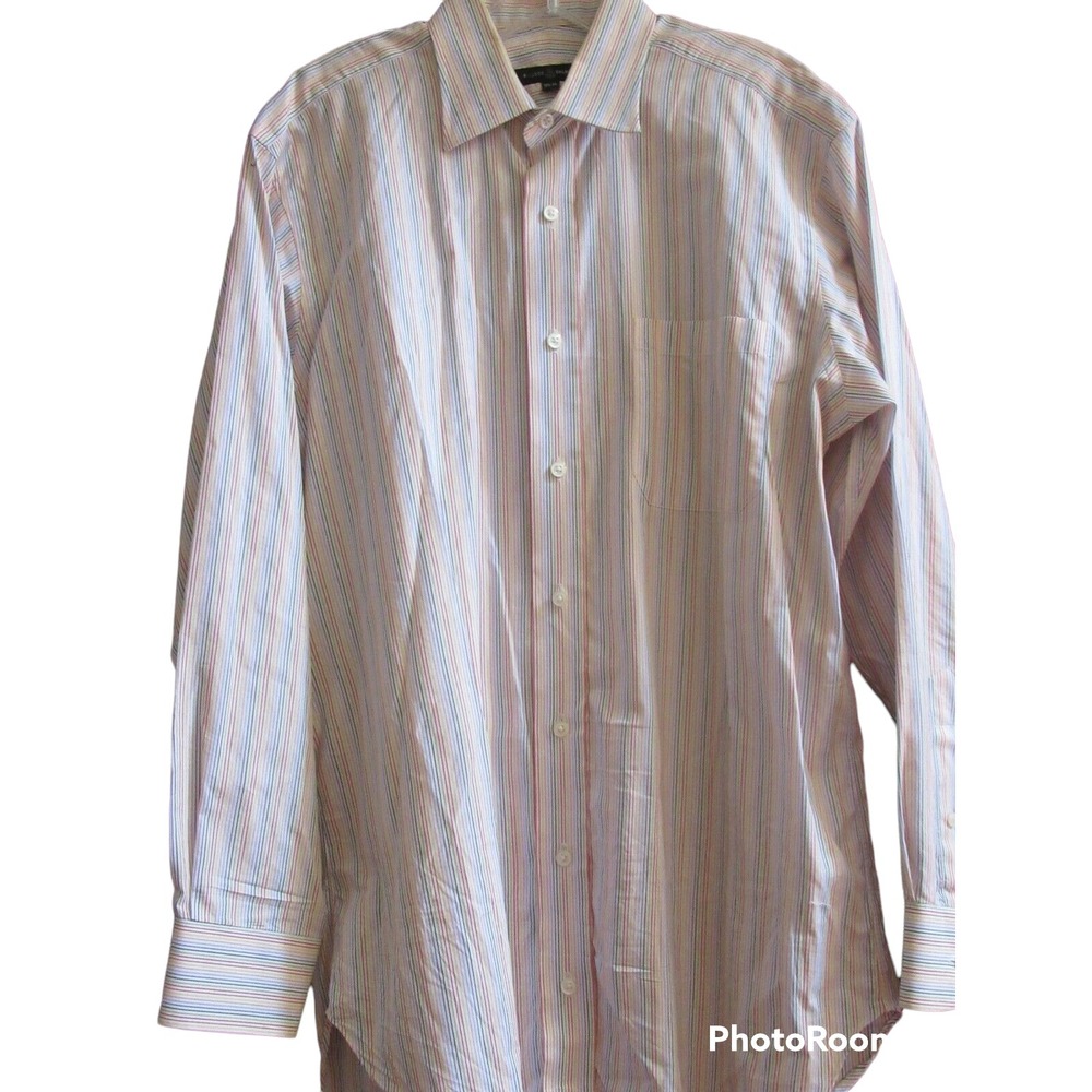 Robert Talbot  Multicolor Stripes Long Sleeve Button Dress Shirt Top  15 1/2 34